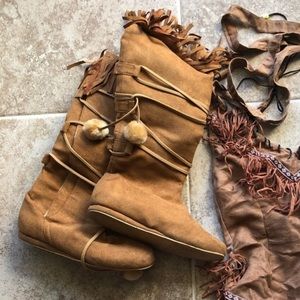 Brown Fringe Boots